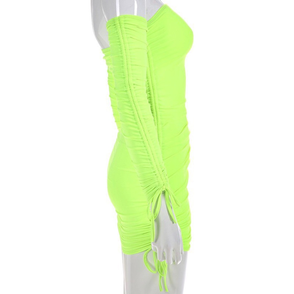 ππSuper hot neon lime stretchy mini dress - Picture 4 of 8